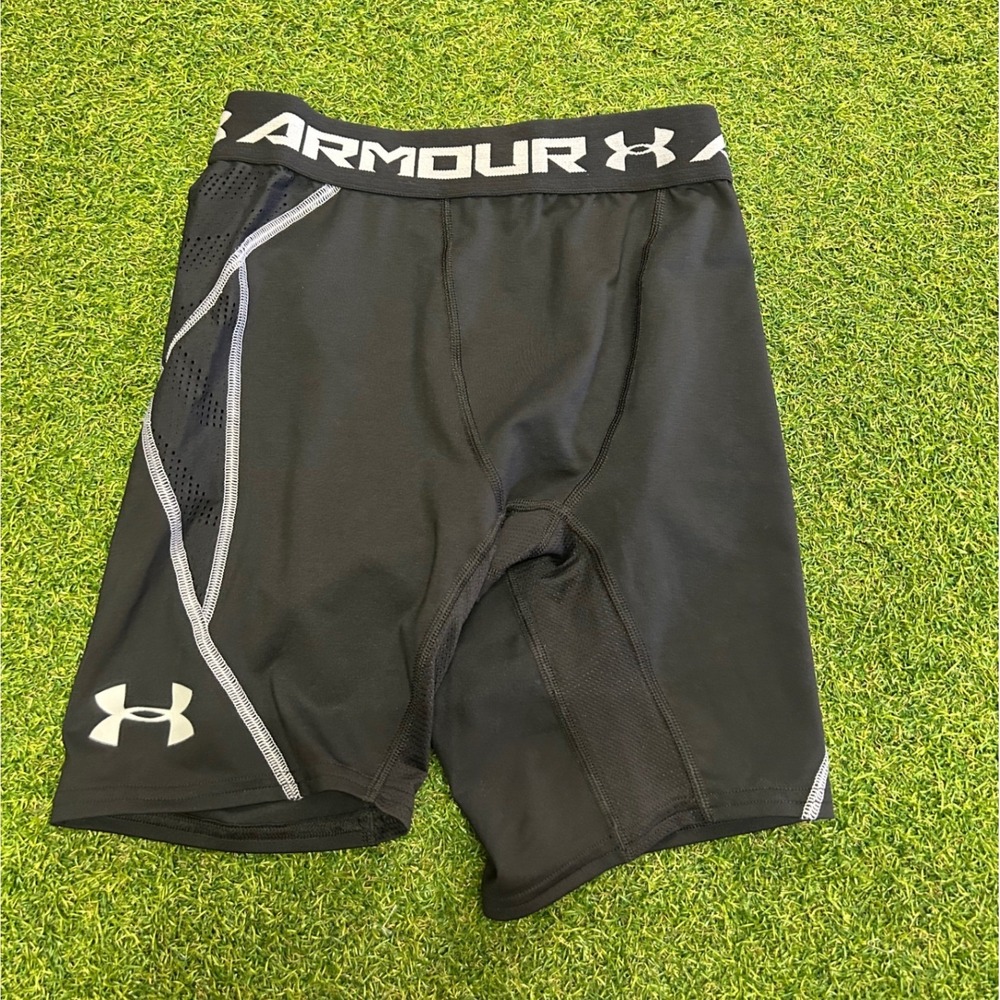 Under Armour HeatGear Compression Shorts Black Grey Mesh 1253735 Mens Small